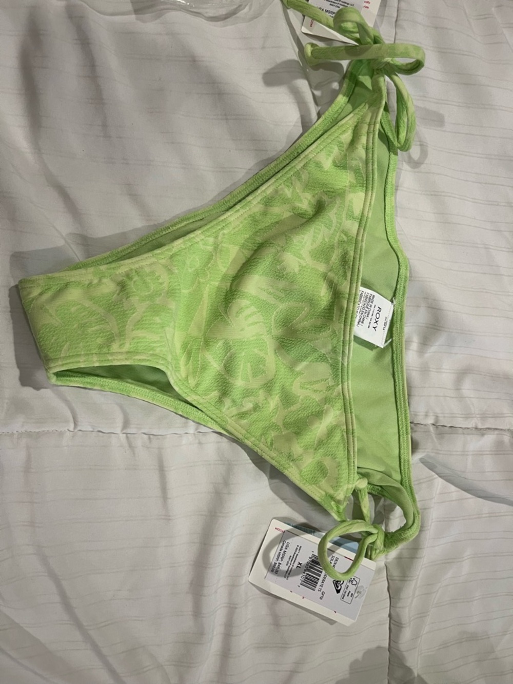 Roxy Lime Green Floral Tie-Side Bikini Bottom
